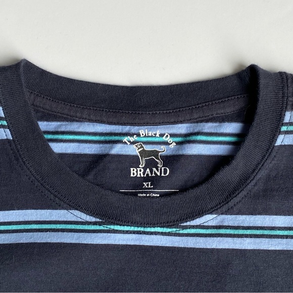 The Black Dog Shirt Size XL Boys Blue Stripes New England Youth T-Shirt Cotton - Picture 9 of 13